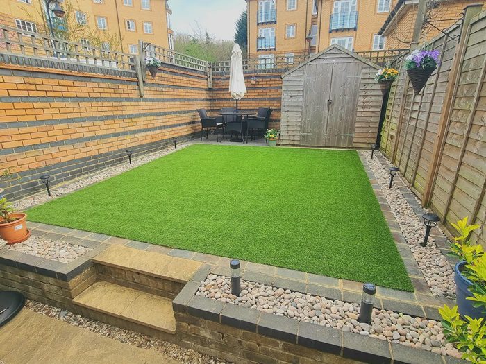 Artificial turf is small garden