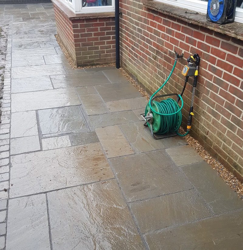 Block paving patio